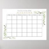 Greenery Baby Shower schätzt den Fälligkeitsdatum Poster (Vorne)