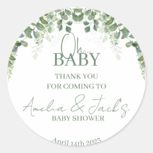 Greenery Baby Shower Vielen Dank Sticker