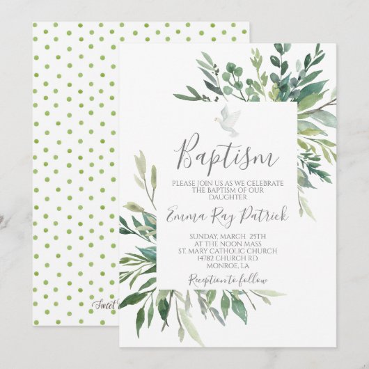 Greenery Baptism Einladung (Vorne/Hinten)