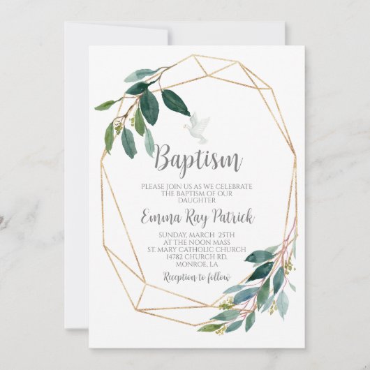 Greenery Baptism Einladung (Vorderseite)