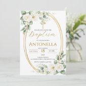 Greenery Baptism Invitation Einladung (Stehend Vorderseite)