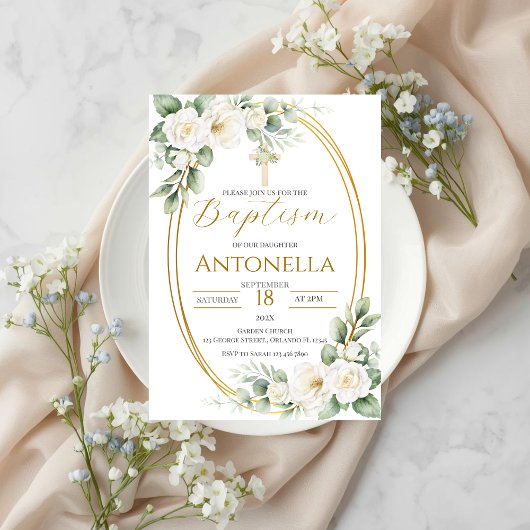 Greenery Baptism Invitation Einladung