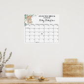 Greenery Bear Baby Dusche Ratschlag Fälligkeitsdat Poster (Küche)