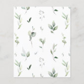 Greenery Bear Baby Shower Bingo Game Paper Sheet (Rückseite)