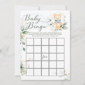 Greenery Bear Baby Shower Bingo/Traits Games Einladung (Vorderseite)