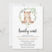 Greenery Bear Baby Shower Einladung (Vorderseite)