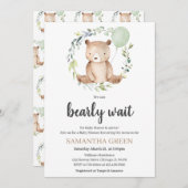 Greenery Bear Baby Shower Einladung (Vorne/Hinten)