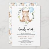 Greenery Bear Baby Shower Einladung (Vorne/Hinten)