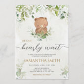 Greenery Bear Baby Shower Einladung (Vorderseite)