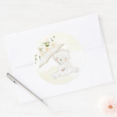 Greenery Bear Gender Neutral Floral Baby Shower Cl Runder Aufkleber (Umschlag)