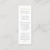 Greenery Beerdigung Gedicht Foto Lesezeichen Mini Visitenkarte (Rückseite)