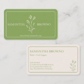 Greenery Beige Gerahmte Blume Visitenkarte (Vorne/Hinten)