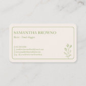 Greenery Beige Gerahmte Blume Visitenkarte (Rückseite)