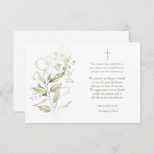 Greenery Beileid Danke Karte (Vorne/Hinten)