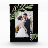 Greenery Berries Christmas Custom Black Fotoblock (Vorderseite)