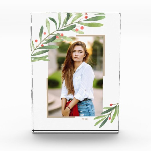 Greenery Berries Christmas Custom Fotoblock (Vorderseite)