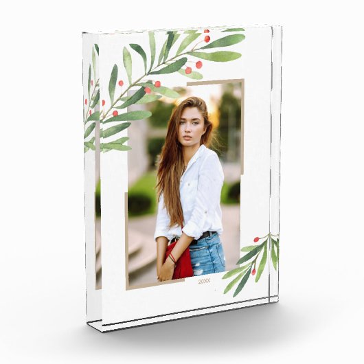 Greenery Berries Christmas Custom Fotoblock (Links)