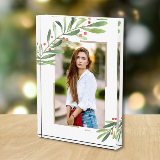 Greenery Berries Christmas Custom Fotoblock