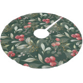 Greenery Berries Traditionelles Weihnachtsgrün Polyester Weihnachtsbaumdecke (Schrägansicht)