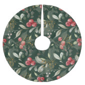 Greenery Berries Traditionelles Weihnachtsgrün Polyester Weihnachtsbaumdecke (Vorderseite)