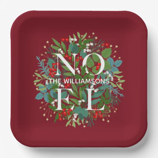 Greenery Berries WEIHNACHTEN Weihnachten Rot Pappteller (Vorderseite)