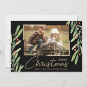 Greenery Berries Weihnachtsgebäck Foto Feiertagskarte (Vorderseite)