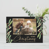 Greenery Berries Weihnachtsgebäck Foto Feiertagskarte (Stehend Vorderseite)
