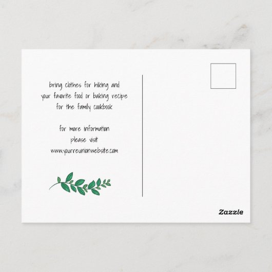 Greenery Birch Family Wiedersehen Save the Date Postkarte (Rückseite)