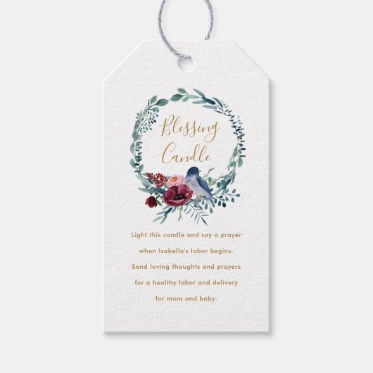 Greenery Bird Christlich Blessing Candle Gebet Geschenkanhänger (Vorderseite)