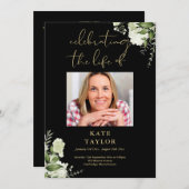 Greenery Black And Gold Funeral Order Of Service  Programm (Vorne/Hinten)