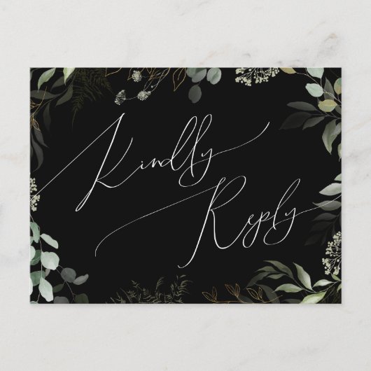 Greenery Black and Gold Menü Auswahl UAWG Postkart Postkarte (Vorderseite)