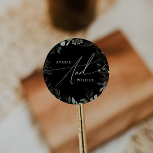 Greenery Black and Gold Wedding Umschlag Aufkleber