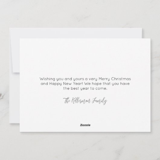 Greenery Black Christmas Feiertagskarte (Rückseite)