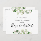 Greenery Black Modern Wedding Party neu geplant Postkarte (Vorne/Hinten)