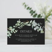 Greenery Black Sage Watercolor Wedding Begleitkarte (Stehend Vorderseite)