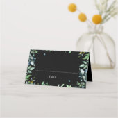 Greenery Black Wedding Platzkarte (Vorderseite)