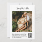 Greenery Blätter Baby Shower Registry QR Code Foto Einladung (Rückseite)