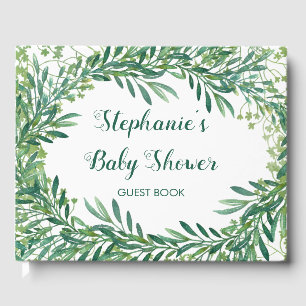 Greenery Blätter Babydusche Gästebuch