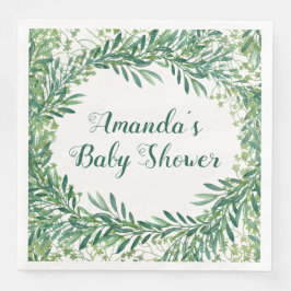 Greenery Blätter Babydusche Serviette