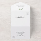 Greenery-Blätter Geometrische Rahmen Hochzeit mit All In One Einladung (Außenbereich)