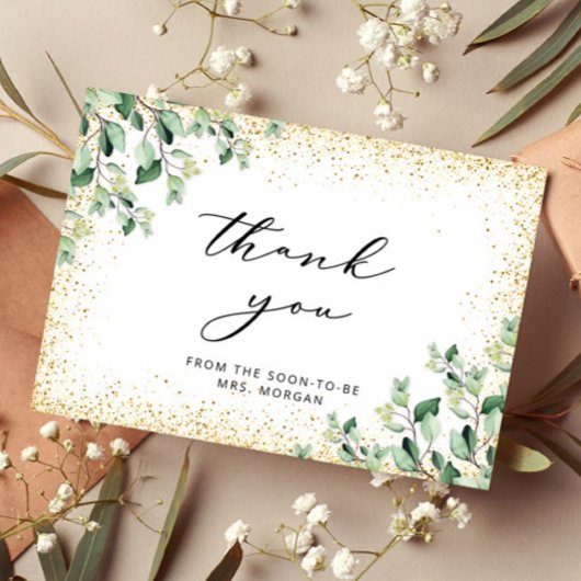 Greenery Blätter Gold Brautparty Vielen Dank Karte