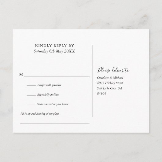 Greenery Blätter Herzensskriptaufforderung Einladungspostkarte (Rückseite)