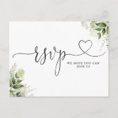 Greenery Blätter Herzensskriptaufforderung Einladungspostkarte (Vorderseite)