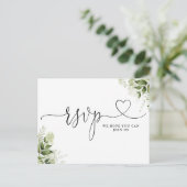 Greenery Blätter Herzensskriptaufforderung Einladungspostkarte (Stehend Vorderseite)