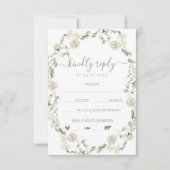 Greenery-Blätter HochzeitsrSVP für die Blume White RSVP Karte (Vorderseite)