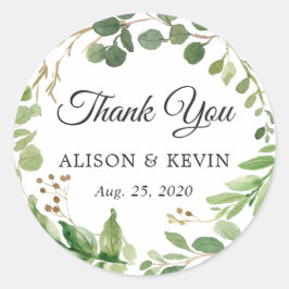 Greenery Blätter Kareath Gastgeschenk Hochzeit Vie Runder Aufkleber