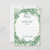 Greenery-Blätter Monogramm-Antwortkarten RSVP Karte (Vorderseite)