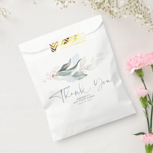 Greenery Blätter Rose Gold Dusty Blue Vielen Dank Geschenktütchen (Versiegelt)