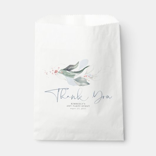 Greenery Blätter Rose Gold Dusty Blue Vielen Dank Geschenktütchen (Vorderseite)