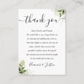 Greenery Blätter Script Wedding Vielen Dank Platzkarte (Vorderseite)